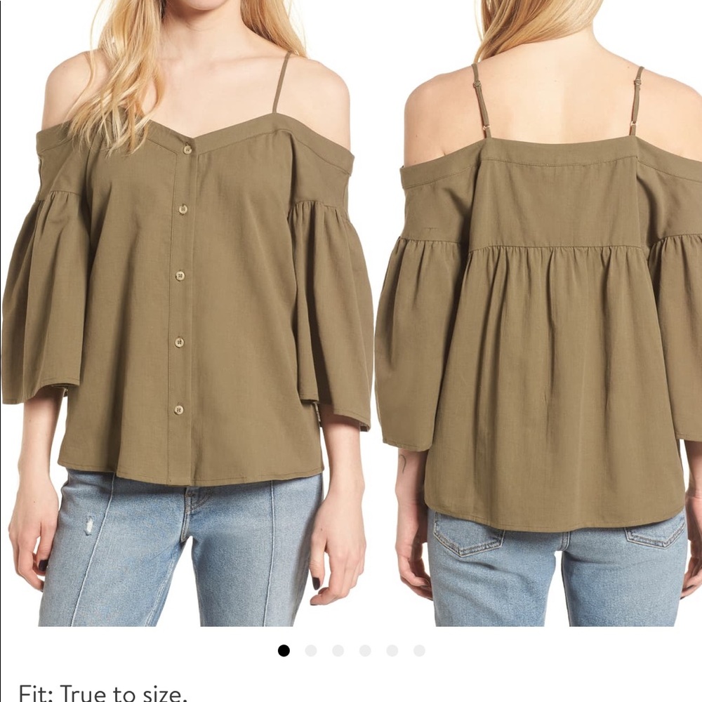 Olive green off the shoulder top